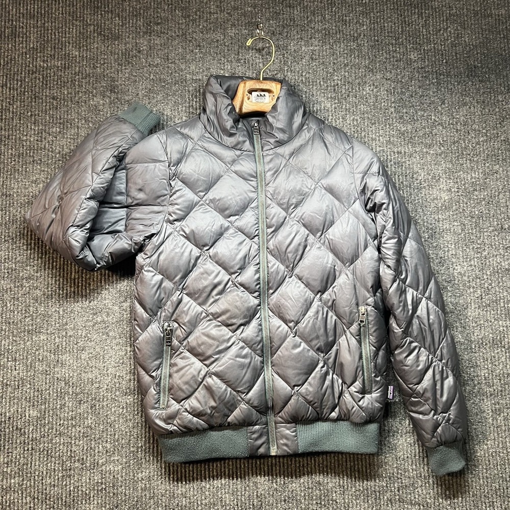 Patagonia Women's Prow Duck Down Bomber Jacket Size Small‎ Gray Gorpcore Outdoor
